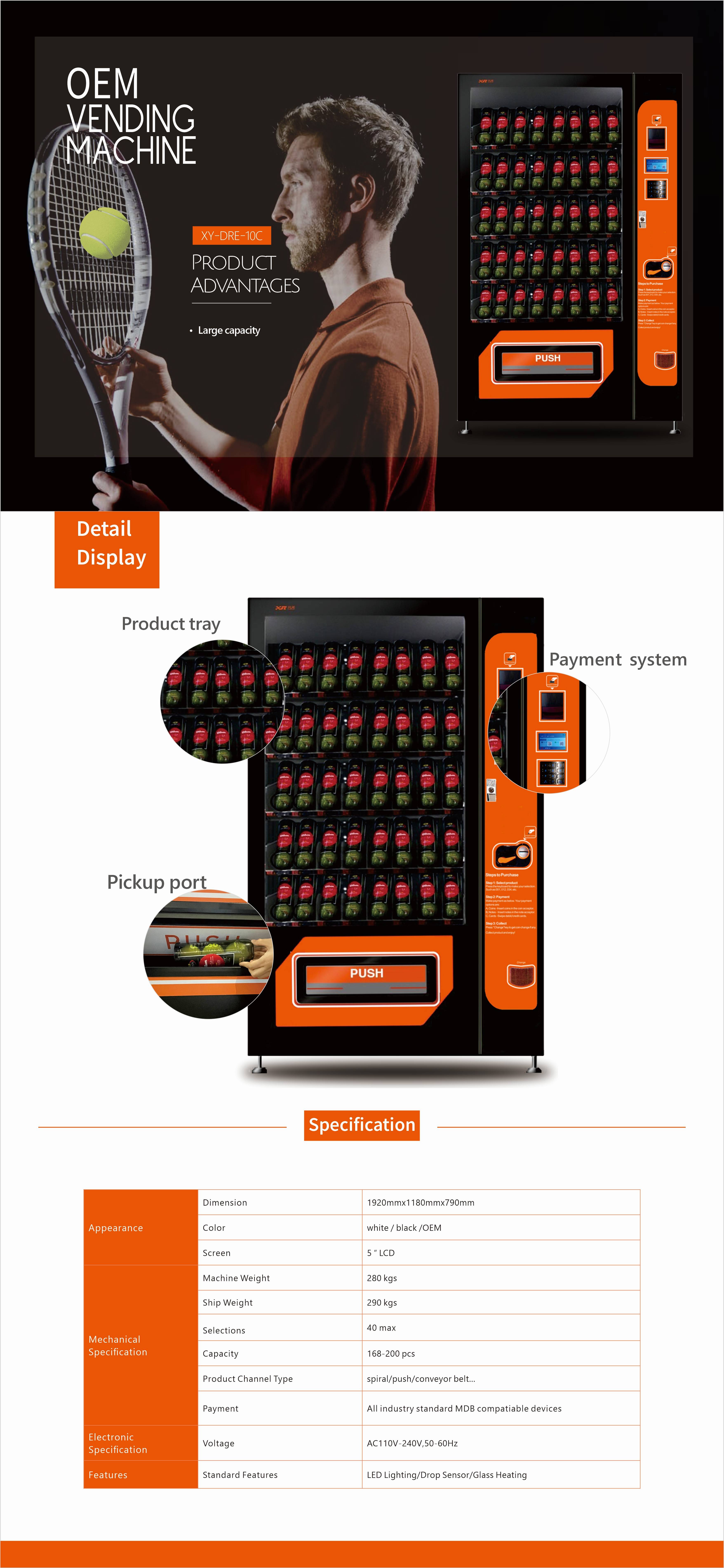Tennis Ball Vending Machine OEM Vending Machine Custom Vending